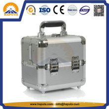 Silver Aluminum Makeup Train Case for Cosmetics Storage